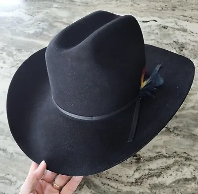 Resistol Rough Stock 5X Beaver Cowboy Western Hat  7 5/8 Black VTG - VERY SHARP! • $179.95