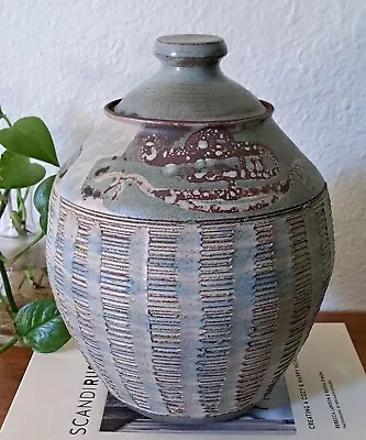 Pacific Stoneware Oregon Studio Pottery Large Lidded Jar Canister Unique  • $59.95