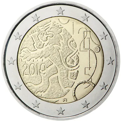 2010 Finland € 2 Euro Uncirculated UNC Coin  Finnish Currency 150 Years  • $7.90