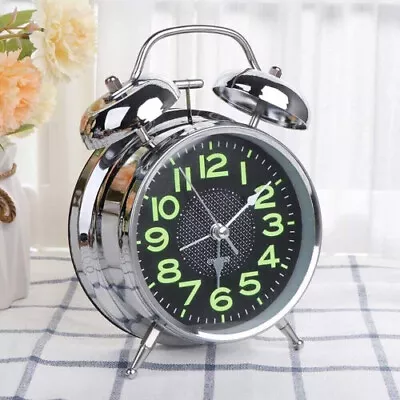 New Retro Loud Double Bell Mechanical Wound Alarm Clock With Night Light UK • £2.99