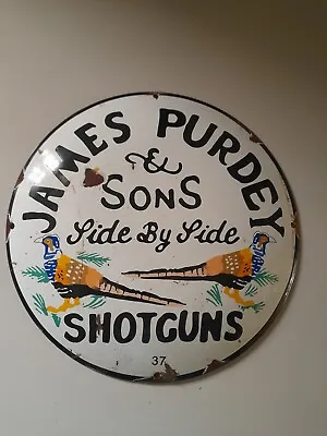 Enamel Vintage James Purdey Shotgun Sign • £195