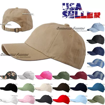 Cotton Baseball Cap Washed Adjustable Hat Polo Style Plain Solid Blank Dad Men • $8.45