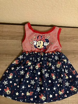 Disney Baby Red White And Blue Minnie Mouse Dress 12 Months Cotton Bow Back • $9.99