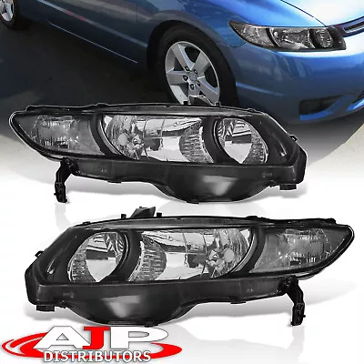 Black Clear OE Style JDM Head Lights Lamps Pair For 2006-2011 Honda Civic Coupe • $107.99