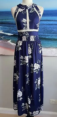 ST FROCK Blue / White Floral Maxi Dress Size 10 • $20