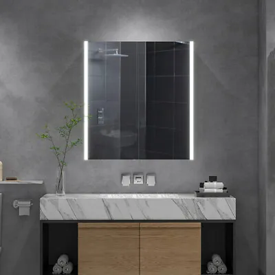 2-Door Illuminated Bathroom LED Mirror Cabinet Shaver Socket Light Anti Fog Wall • £179.95