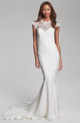BHLDN Nicole Miller Gown “Lauren” Lace Back Bridal Wedding Gown HK0006 • $348