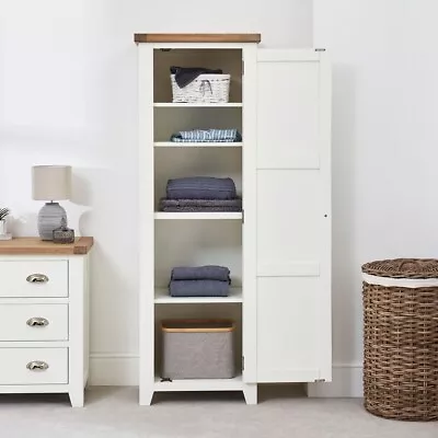£499 • Buy Cheshire White Painted Single Shaker Linen Storage Cupboard-Storage- CW74-LIN