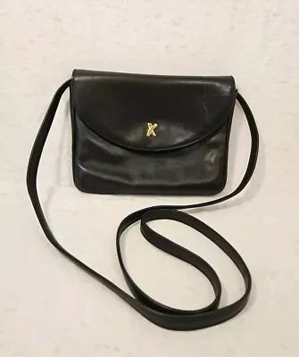 Paloma Picasso Leather Crossbody Bag Vintage Black Italian Leather • $44.99