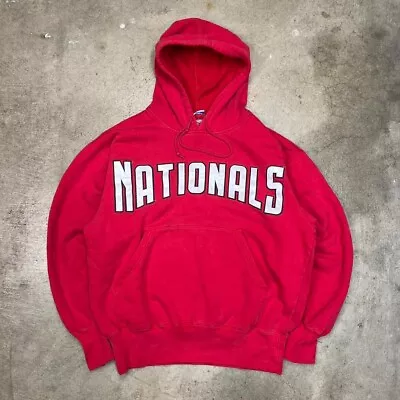 Vintage Washington DC Nationals Hoodie Majestic MLB Red Collegiate Style Spellou • $58