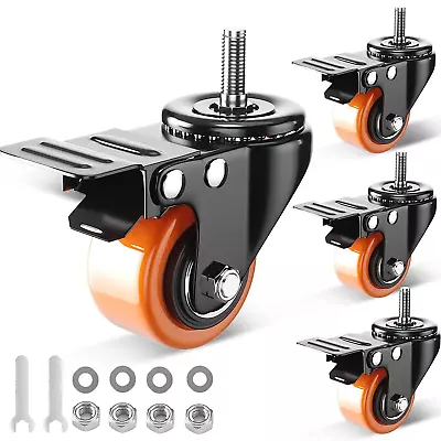 2 Inch Caster Wheels Threaded Stem Casters Set Of 4 Heavy Duty 1/4 -20X1  (Scr • $24.74