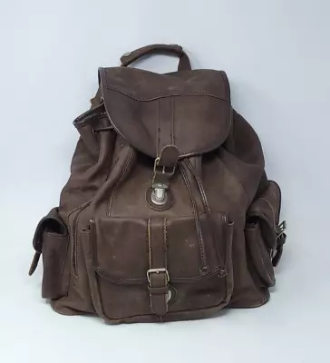 Vintage Marlboro Unlimited Gear Brown Cowhide Leather Backpack Explorer Style • $74.95