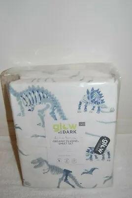 Pottery Barn Kids TWIN Dinosaur Dino Bones FLANNEL Glow In The Dark Sheet Set • $89.99