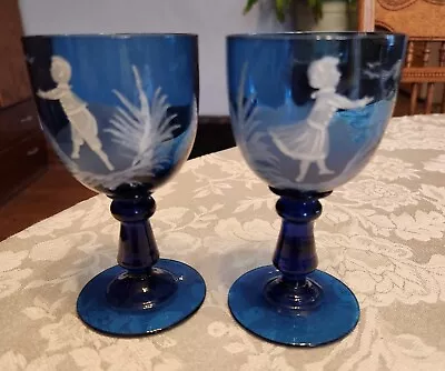 Mary Gregory Cobalt Blue Goblets • $75
