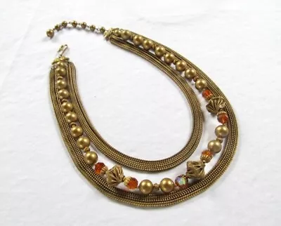 Vendome Bead Necklace Gold Tone 7 Strand Vintage Coro Chains • $14.99