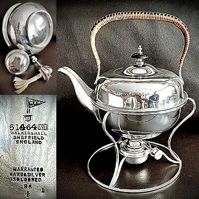 Antique 1915 Walker & Hall Silver Plated Teapot & Burner Stand (10”/26cm 1.4kg) • £1000