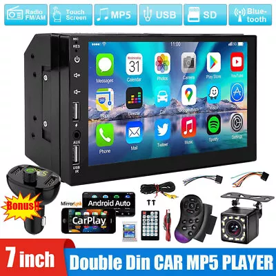 7 Double DIN Car Stereo Bluetooth Head Unit Touch Screen Radio For Apple CarPlay • $79.75