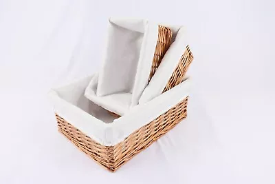 Rectangular Buff Wicker Hamper Basket Kit Make Your Own Dot Cellophane & Bow • £12.99