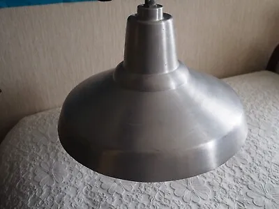 Vintage Large 17  Aluminium Industrial Dome Pendant Lamp Shade • £26.50