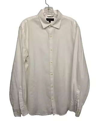 Banana Republic Mens Size L White Linen Slim Fit Button Up Shirt Long Sleeve • $21.99