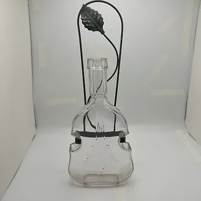 Vintage Clear Violin Cello Glass Bottle Bud Vase Handmade In France 6.25 In • $18.99