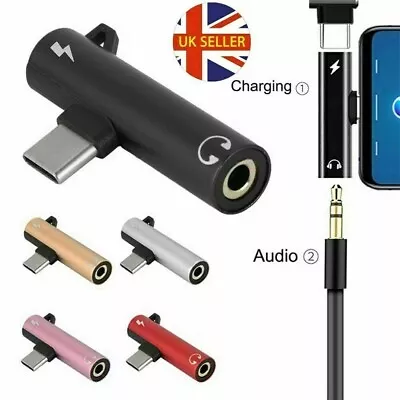 USB Type C To 3.5mm Audio Aux Headphone Jack Charger Adapter For Samsung Devise • £3.99