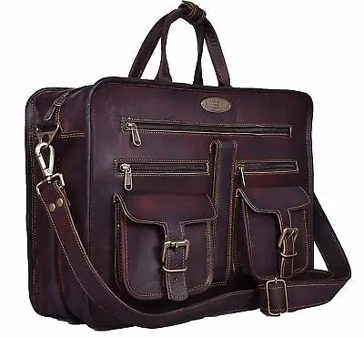 Men's Vintage Leather Messenger Laptop Handbag Office Briefcase Shoulder Bag • $110.17