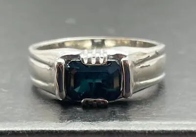 2.545 Ct Indicolite Tourmaline Sterling Silver Mens Ring Size 9.5 Blue Black 6gr • $110