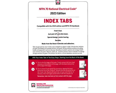 NFPA 70 2023 National Electrical Code (NEC) Or Handbook Self-Adhesive Index Tab • $19.99