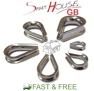 £3.88 • Buy STAINLESS STEEL THIMBLE THIMBLES WIRE CABLE ROPE CABLE CLIPS CLAMPS 2mm - 8mm