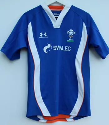 WALES Rugby Training Shirt Under Armour Blue Short Sleeve Mens Medium M • £17.95