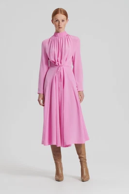 $690 • Buy Scanlan Theodore Silk Neck Gather Dress Pink Size 6