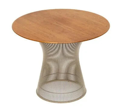 Knoll Platner Modern Teak Wood Chrome Wire Tulip Side End Coffee Table Vtg Mcm • $1400