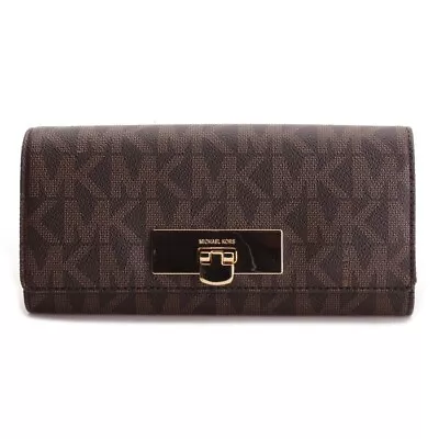  Michael Kors Callie Signature Carryall Wallet In PVC Brown • $75