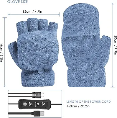 USB Heated Gloves Light Blue (Measure 6  Fingerless - 8  Covered Fingers) • $7.80