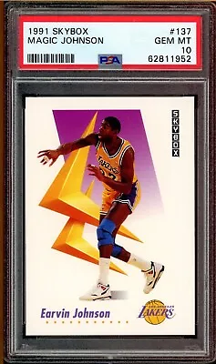 MAGIC JOHNSON 1991 Skybox #137 Los Angeles Lakers (Gem-MINT) PSA 10 • $32