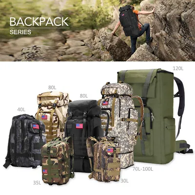 30L/35L/40L/80L Military Outdoor Tactical Backpack Rucksack Camping Hiking Bag • $31.88