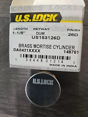 US Lock Dummy Mortise Cylinder 1-1/8 In. Solid Brass Chrome - US153126D • $6