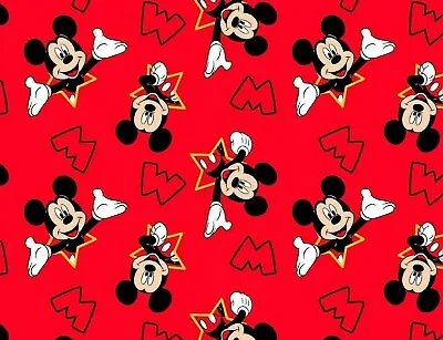 Fat Quarter  Disney M Is For Mickey Mouse Classic Fabric  Polyester Cotton Blend • $2.99