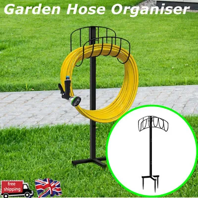 Heavy Duty Metal Freestanding Water Hose Storage Rack Garden Outdoor Yard Lawn • £18.99