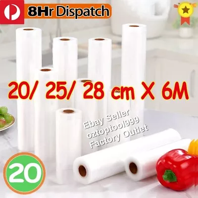 2-20 Rolls Vacuum Sealer Rolls Bags 6m Cryovac Rolls Commercial Grade 20 25 28cm • $22.99