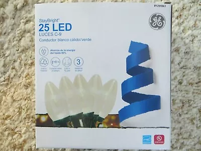 GE StayBright 25-Count Warm White C9 LED Smooth Christmas String Lights • $11.95