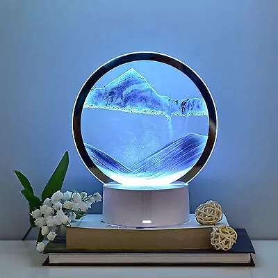 3D Moving Sand Art Picture Round Glass Deep Sea Sandscape Hourglass Quicksand UK • £11.90