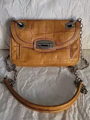 B. Makowsky Camel Tan Glove Leather  Shoulder Crossbody Bag Purse Chain Strap • $24.99