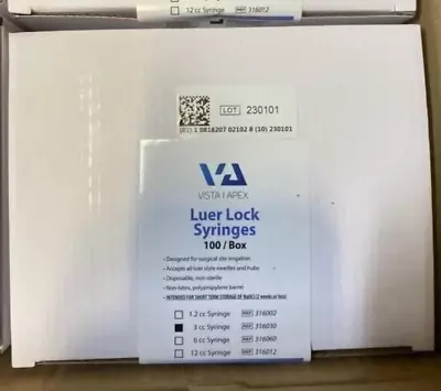 VISTA Apex Dental 316030 Luer Lock 3cc Syringes Disposable Irrigation 100 BOX • $12.99