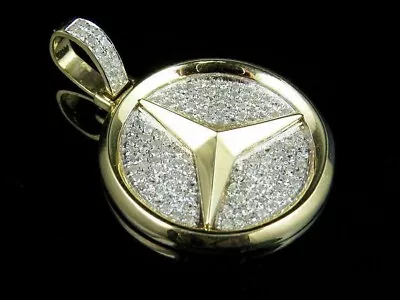 1.20Ct Round Simulated Diamond Mercedes-Benz Pendant In 14K Yellow Gold Plated • $148.49