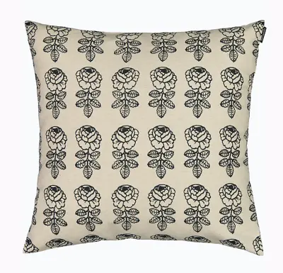 Marimekko Vihkiruusu Pillow Case Cushion Cover Black Off White Finland • $55