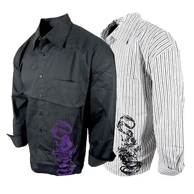 Mens Pinstripe Shirt Casual Dress Velvet Dragon STRETCH BIG And TALL Button Up • $9.95