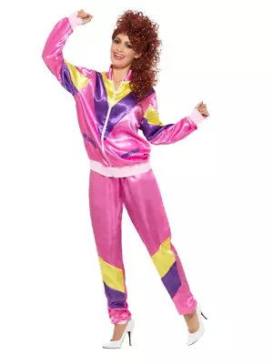 80's 90's Height Of Fashion Pink Shell Suit Tracksuit Fancy Dress Costume • $55.95