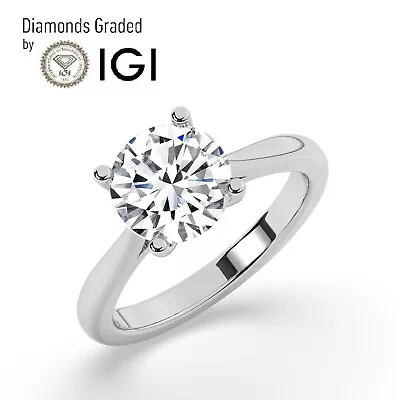 IGIF/VS1 2CT Solitaire Lab-Grown Round Diamond Engagement Ring 18K White Gold • £1392